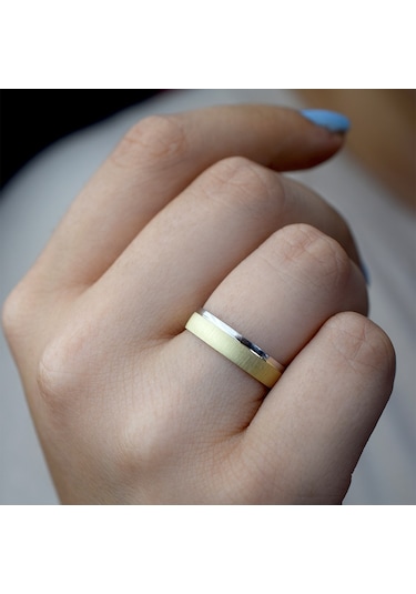 Mat Yeşil Parlak Beyaz Alyans 14 Ayar