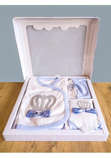 Bebek Bakım Çantası Ve 5 Parça Panda Hastane Çıkışı İkili Set Mavi - Siyah