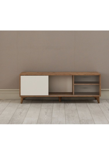 Tv Sehpası Sürgülü Kapak 140x40x35 Cm Beyaz