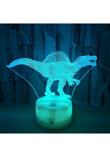 Gece Lambası 3d Lamba 7 Renk Değiştiren Led Gece Lambası Akıllı Dokunmatik Ve Uzaktan Kumandalı 3d Gece Işıkları Dinozor Spinosaurus