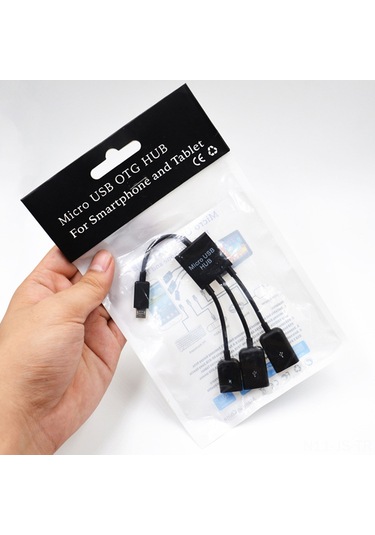 Jeemson Micro Usb Android Otg Hub Veri Kablosu 3 Portlu Besleme İle Telefon-tablet Usb Flash Bellek Klavye Bağlantı Mint - Siyah