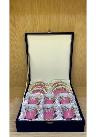 Güral Porselen El Dekoru 6 Kişilik Türk Kahve Fincan Takımı