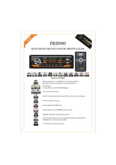 Fi Audio Fr2000 Bluetooth/usb/aux Dijital Medya Çalar Oto Teyp
