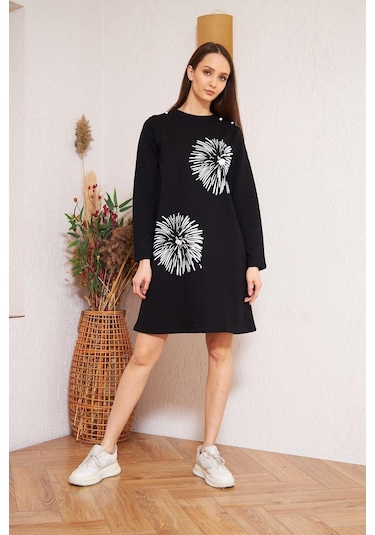 Darlin Moda Siyah Düğme Detaylı Tunik DM60346 Siyah