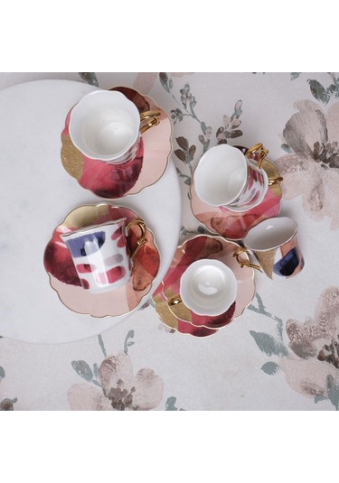 Aura Puantiyeli Türk Kahvesi Fincanı Takımı Çok Renkli