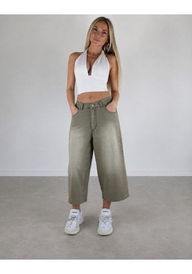 St.poll Y2k Yıkama Unisex Baggy Şortolon Bej