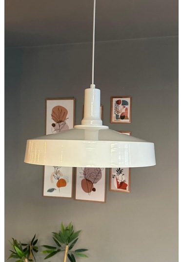 Açe Beyaz Tekli Beyaz Fener Başlık Avize Retro Sarkıt Ofis Showroom Salon Mutfak Avizeleri Beyaz