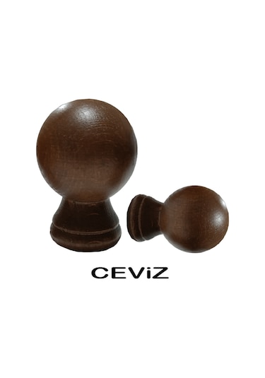 Perdemix Ahşap Rustik Top Başlık 2 Adet Ceviz