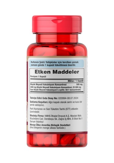 Puritans Pride Cranberry 60 Kapsül Aromasız