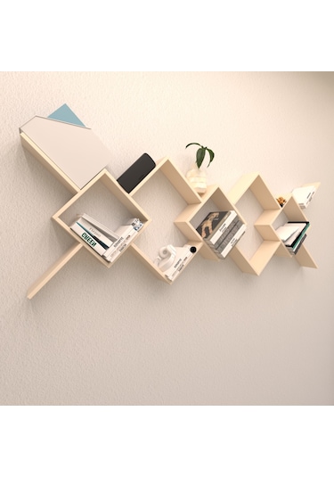 Rafkestir Mina Duvar Rafı Krem ( Parlak )