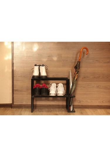 Aju Metal Ayakkabılık Ve Şemsiye Standı Modern Giriş Düzeni İçin Şık Depolama Bot Çizme Rafı Siyah