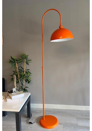 Dimmerli Işığı Ayarlanabilen Işığı Artırılıp Azaltılabilen Turuncu 6918 Hareketli Başlık Metal Lambader Turuncu