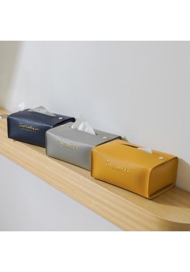 Novahub Yüksek Kaliteli Su Geçirmez Suni Deri Dikdörtgen Kağıt Mendil Kutusu - Mükemmel İşçilik - Ev Ve Ofis İçin Uygun Sarı