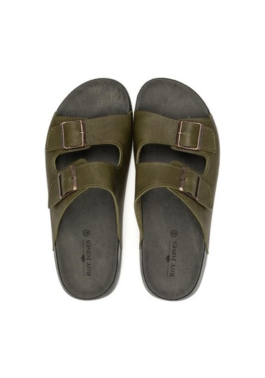 Roy Jones Delhi 4 Mevsim Anatomik Taban Çift Tokalı Ayarlanabilir Erkek Terlik 5002 Haki
