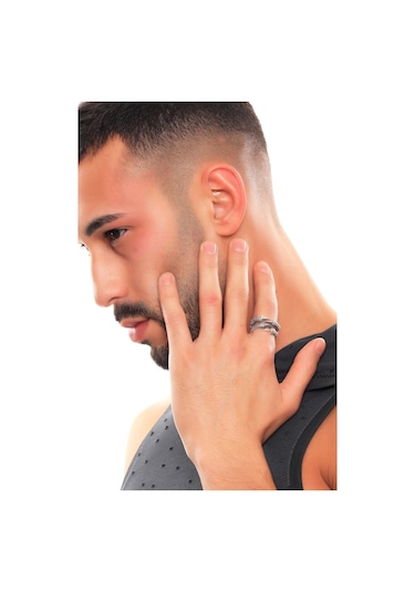 Erkek Antik Gümüş Kaplama 2'Li Kartal Pençesi Yüzük N11.11539 Çok Renkli