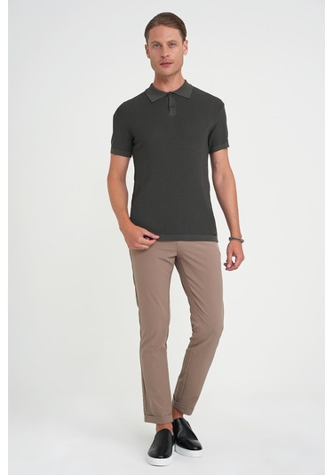 Comfort Fit Polo Yaka Kısa Kollu Haki Triko Tr 883 Haki