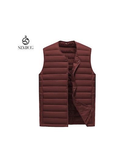 Sonbahar Ve Kış İçin Kolsuz Erkek Kaz Tüyü Dolgulu Pamuklu Yelek... Kırmızı