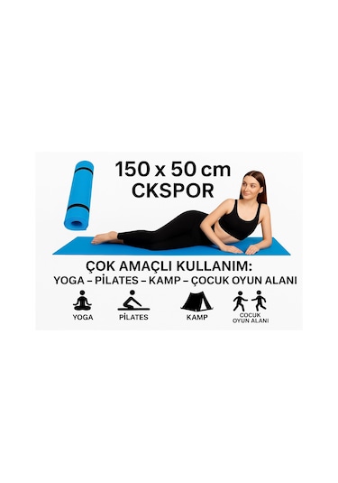 Pilates Ve Yoga Matı Kaymaz Fitness Minderi, Evde Spor Ve Kardiyo Egzersiz Matı Mavi