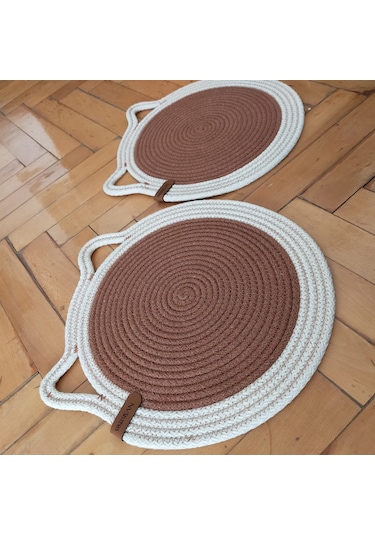 Taba Rengi Kedi Evcil Hayvan Mama Paspası / Pamuk Ip Hasır Kedi M