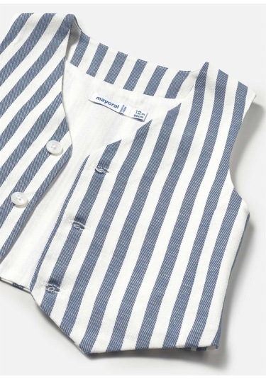 Mayoral Erkek Bebek Çizgili Keten Yelek 1303 White