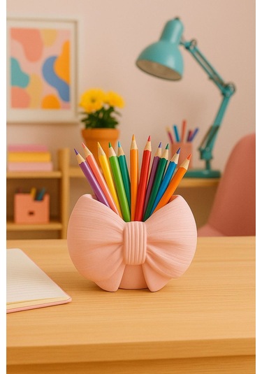 Fiyonk Desenli Dekoratif Kap - Pembe