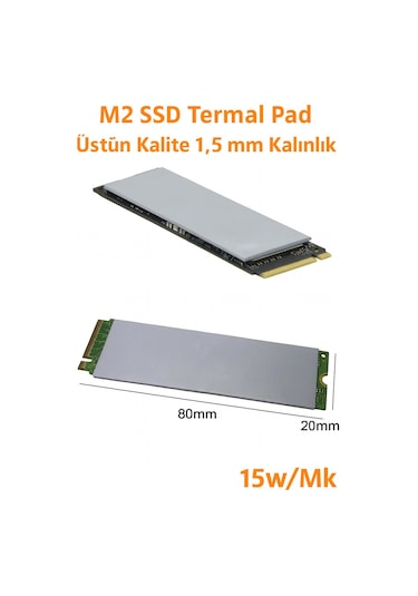 M2 Ssd Termal Pad - Gri Renk 1,5 Mm Kalınlık 80x20 Mm 15w/mk