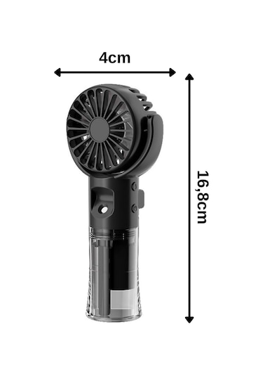 Taşınabililir Su Hazneli Mini Usb Şarjlı 3 Kademeli Askılı El Vantilatör Fan Soğutucu F4 Siyah