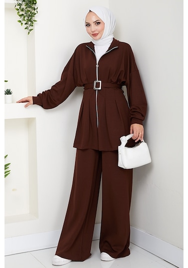 Dilsa Kemerli Oysho İkili Takım 1607 - Kahve Kahverengi