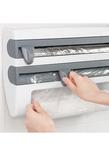 Dancemonkey 4'lü Klip Film Kesici Depolama Raf Mutfak Organizatör Havlu Tutucu Sos Rulo Düzenleyici 50034168/ Beyaz
