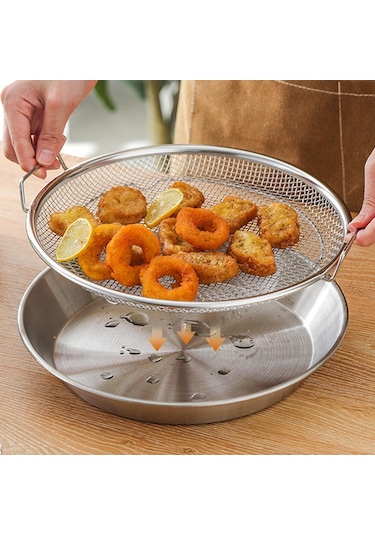 Suntek Kızartma Yağ Filtresi Tepsisi Paslanmaz Çelik 26cm