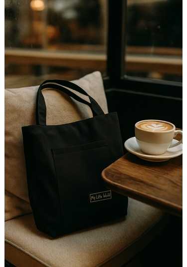 Yunusoğlu Home Kadın Siyah Su Geçirmez Kumaş Tek Çıtlı El, Kol Ve Omuz Çantası 3 Bölmeli Siyah