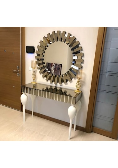 Tombul Aynalı Dresuar 110 Cm Şanel Ayna Takımı Beyaz