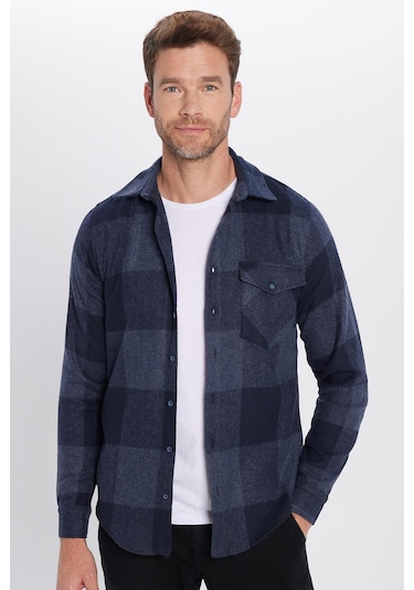 Slim Fit Uzun Kollu Kışlık Oduncu Ekoseli Unisex Gömlek-26364 Çok Renkli