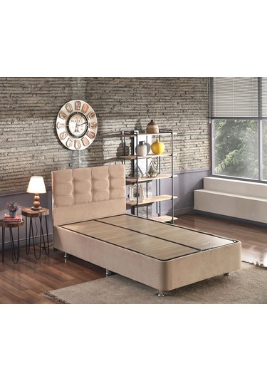 Nironyatak Niron Polo Baza Ve Başlık Seti -120X200 Cm Tek Kişilik Sütlü Kahv