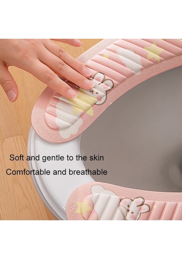 Sones Eva Yapışkanlı Tuvalet Pedi Dört Mevsim Evrensel Karikatür Sevimli Su Geçirmez Tuvalet Stickerı, Stil: Pembe Ay Tavşanı