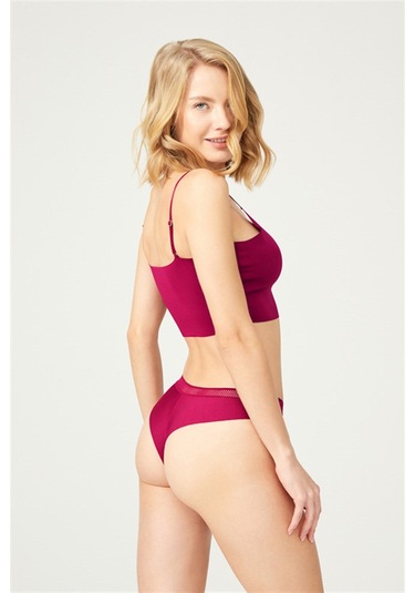 Basic File Lastlikli Lazer Kesim Brezilya Külot 3'lü Paket Çok Renkli 2