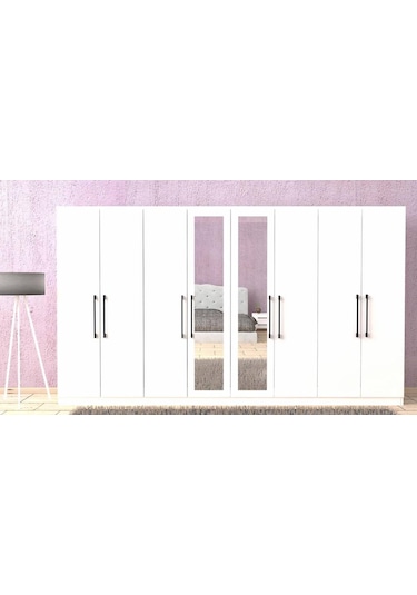 Damla 8 Kapaklı Dolap Gardırop Beyaz - Ücretsiz Kurulum