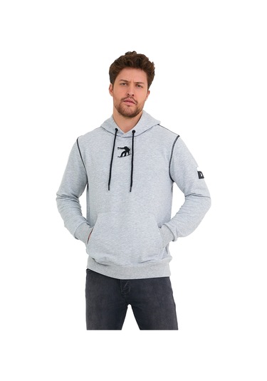 Adams Snowboard Nakış Logo Baskılı Gri Sweatshirt