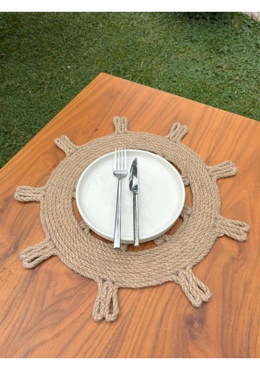 Rustik Tarz Jüt İp Dümen Model Amerikan Servis El Yapımı, Leke Tutmaz Sofra Aksesuarı Natural