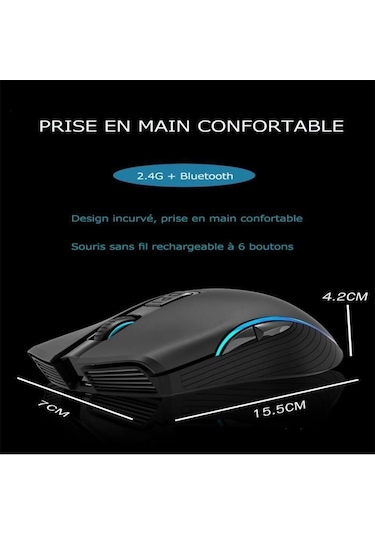 2.4g Kablosuz Bluetooth Fare, Çift Modlu Oyun Faresi 2.4g+5.0 , Şarj Edilebilir Sessiz Fare