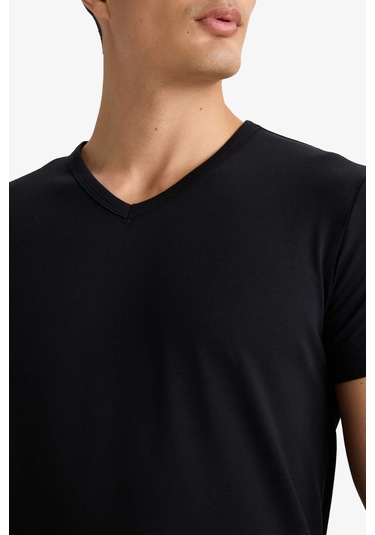Defacto Slim Fit Dar Kesim V Yaka Üst L4884az25aubk27 Siyah