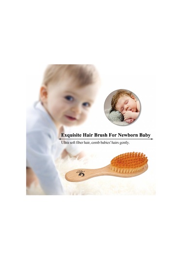 Geeksen Yumuşak Ahşap Saplı Bebek Saç Fırçası - Hassas Tarama Ve Yüz Tozu Temizleme