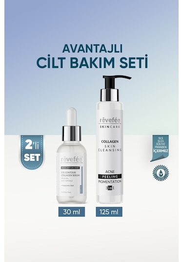 Göz Çevresi Kolajen Serum & Kırışıklık Karşıtı & Cilt Temizleyici Peeling 2'li Set