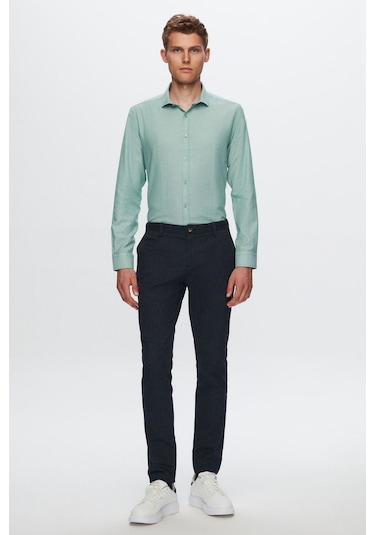 D's Damat Slim Fit Yeşil Oxford Gömlek 6EF02ORT00288 Yeşil