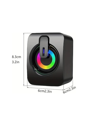 Willowhaven Siyah Rgb Mini Masaüstü Hoparlör Çift Stereo Ses Usb Port Ve Aydınlatma