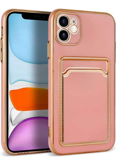 iPhone Uyumlu 11 Kilif Kartlikli Köseli Altin Model Kapak 561060756