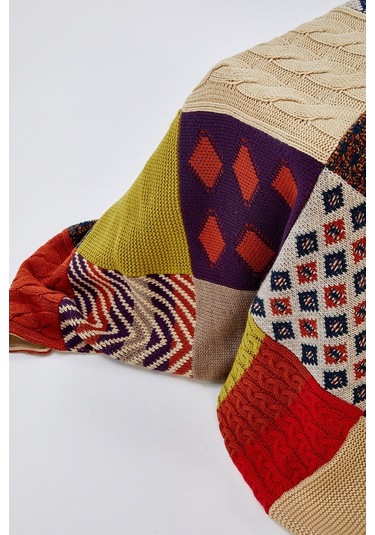 Peraluna Çift Kişilik Patch Özel Tasarım Battaniye 170X250 Cm-170X250 Cm Karışık