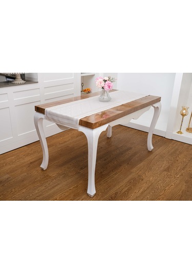 Finezza Roma Jakar Polyester Kumaş Bej Runner 45x150 cm - 1415