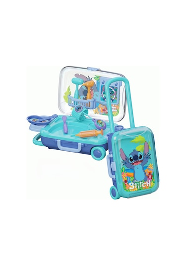 Stitch Lisanslı Çekçekli Bavul Doktor Seti 10+ Parça Eğitici Oyuncak 3+ Yaş