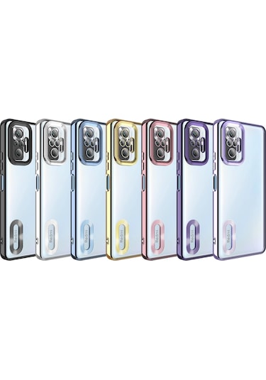 Xiaomi Redmi Note 10 Pro Kılıf Kamera Korumalı Logo Gösteren Zore Omega Kapak Siyah